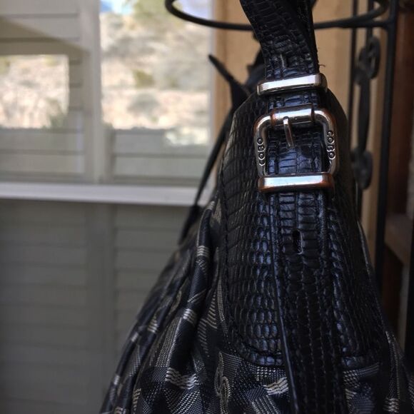 COBO Internazionale Black and Silver Crossbody Hand Bag Canvas & Leather - Picture 5 of 8